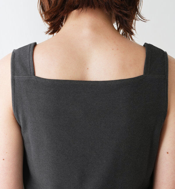  「 シアー切り替えスクエアタンクトップ」|Tシャツ・カットソー|