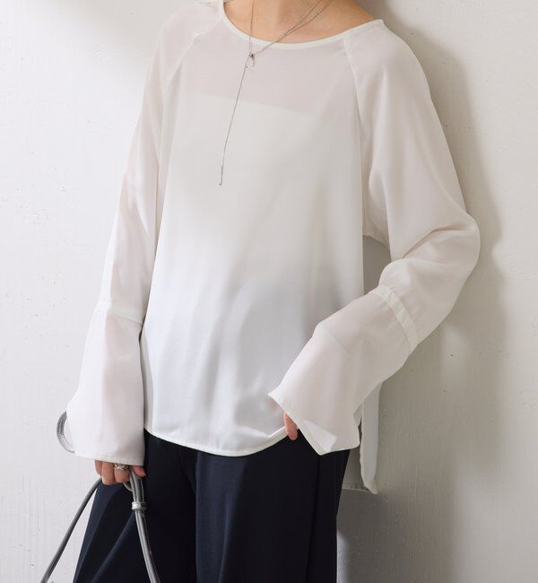  「袖フレアサテンブラウス」|シャツ・ブラウス|