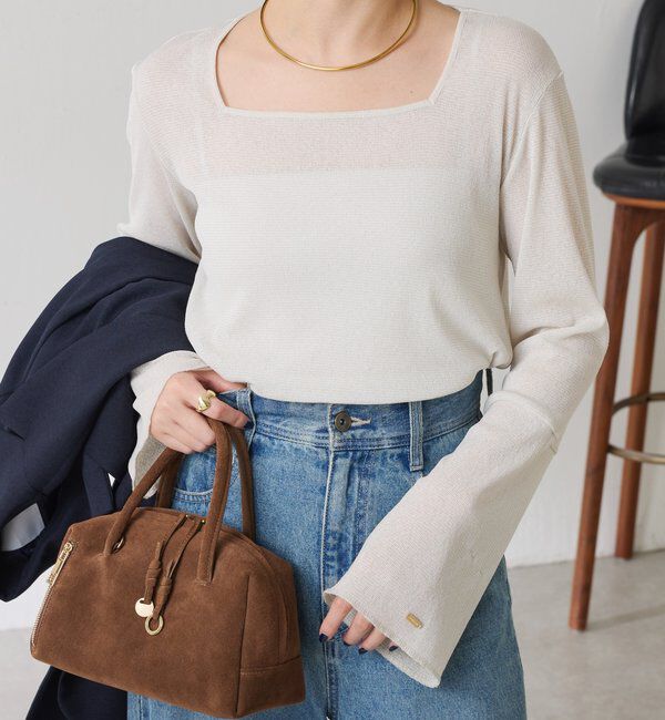  「シアーラメリブスクエアカットソー」|Tシャツ・カットソー|