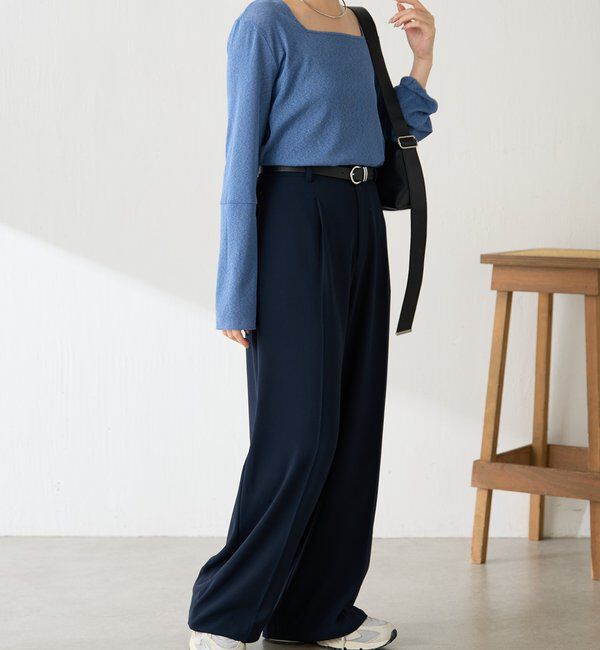  「シアーラメリブスクエアカットソー」|Tシャツ・カットソー|