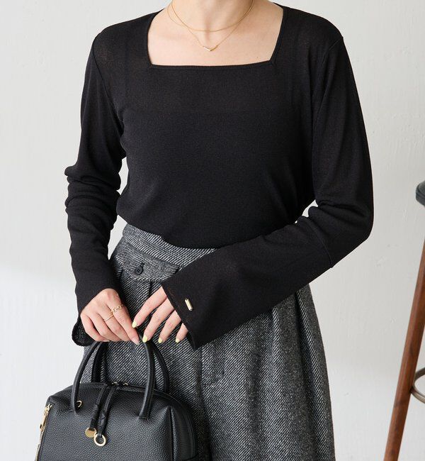  「シアーラメリブスクエアカットソー」|Tシャツ・カットソー|