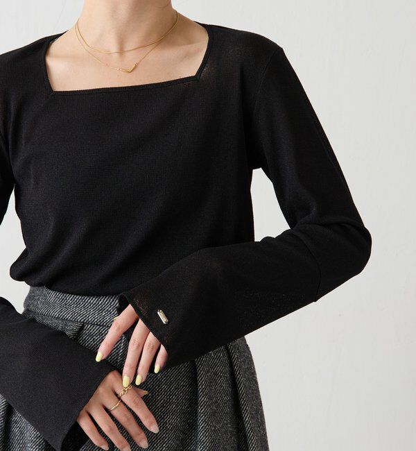  「シアーラメリブスクエアカットソー」|Tシャツ・カットソー|