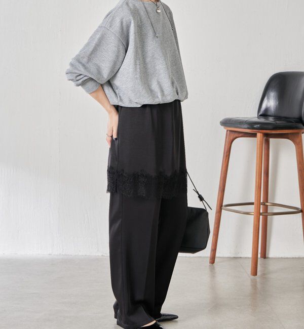  「【セットアイテム】サテンレースレイヤードパンツ/レイヤード」|チノ|