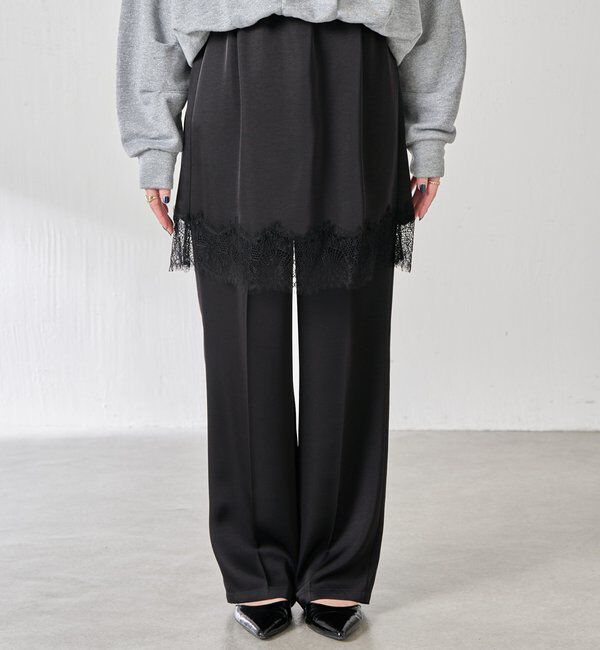  「【セットアイテム】サテンレースレイヤードパンツ/レイヤード」|チノ|