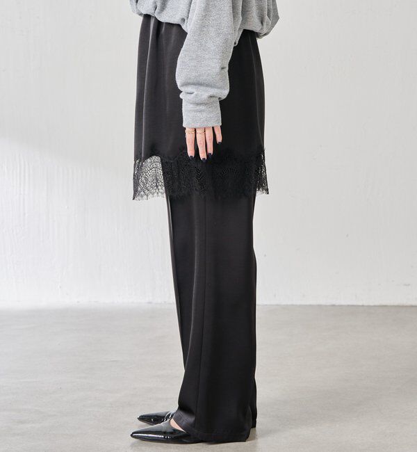  「【セットアイテム】サテンレースレイヤードパンツ/レイヤード」|チノ|