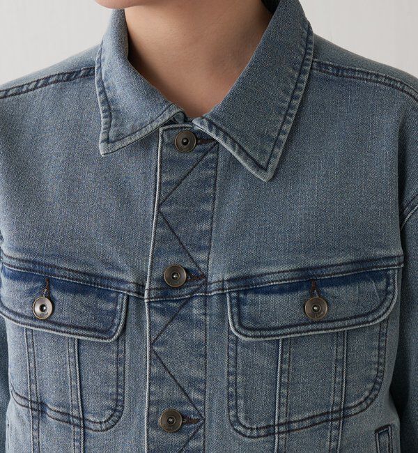  「Q.anos ストレッチリブデニムジャケット」|デニムジャケット|