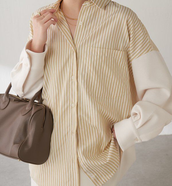  「【冬から着れる】ポンチドッキングシャツ」|シャツ・ブラウス|