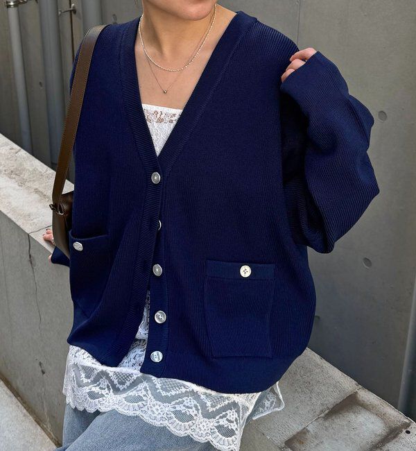  「ツヤボタンカーディガン」|ニット・セーター|