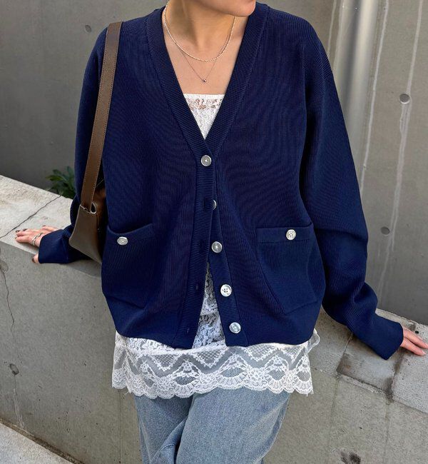  「ツヤボタンカーディガン」|ニット・セーター|