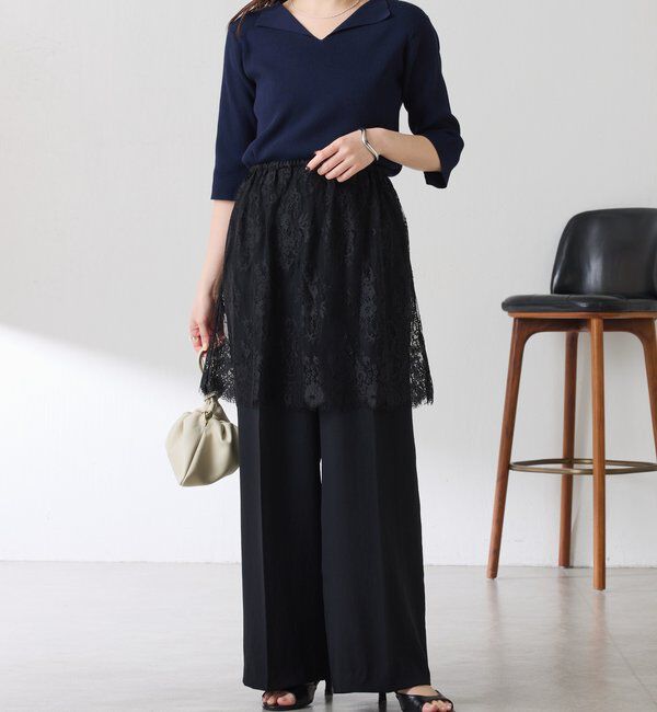  「《マイナス3kg見え/サイズ展開豊富》ジャージワイドパンツ」|スラックス|