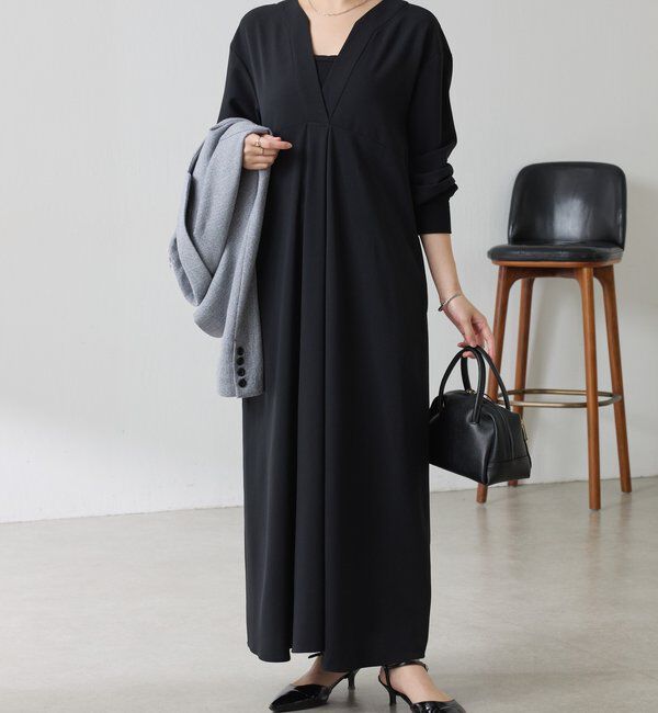  「【高機能素材】ジャージVネックワンピース/セレモニー」|ワンピース|