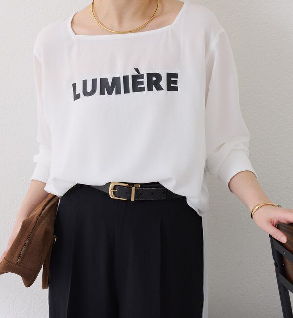  「スクエアネックジョーゼットロゴロンT」|Tシャツ・カットソー|