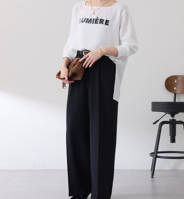  「スクエアネックジョーゼットロゴロンT」|Tシャツ・カットソー|