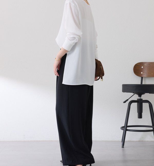  「スクエアネックジョーゼットロゴロンT」|Tシャツ・カットソー|