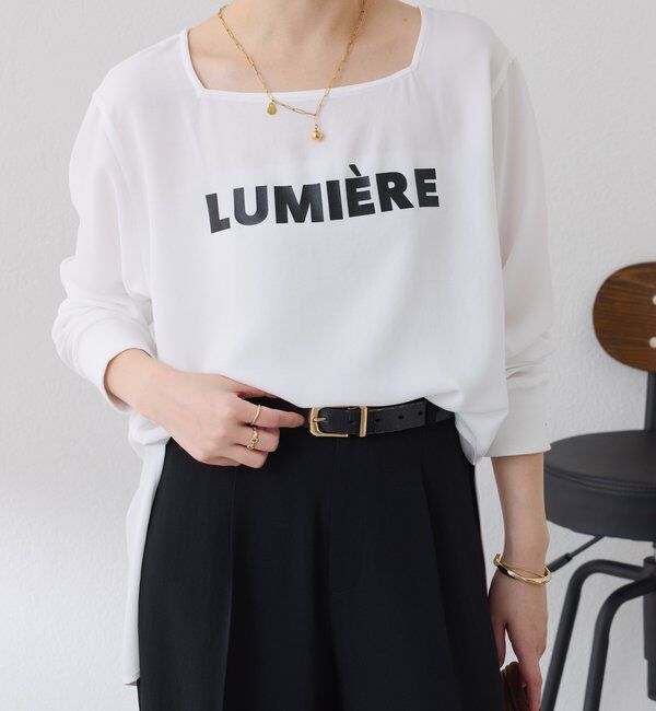  「スクエアネックジョーゼットロゴロンT」|Tシャツ・カットソー|