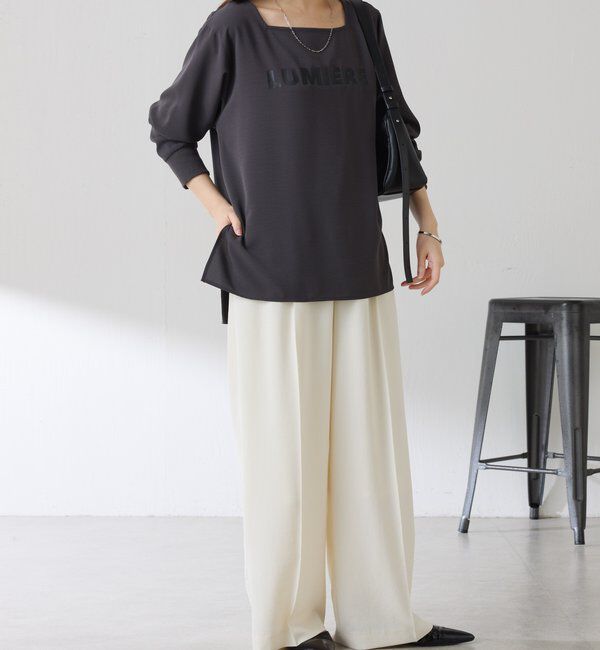  「スクエアネックジョーゼットロゴロンT」|Tシャツ・カットソー|