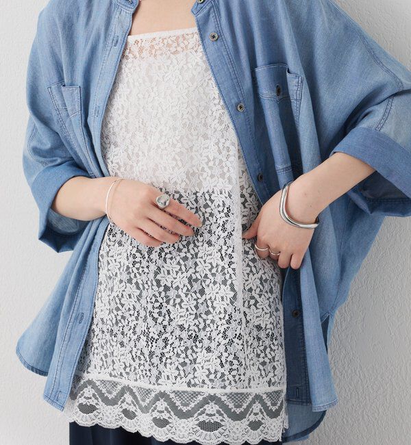  「《着映えアイテム》スカラップレースキャミソール」|シャツ・ブラウス|