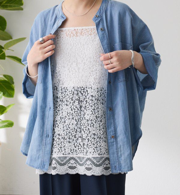  「《着映えアイテム》スカラップレースキャミソール」|シャツ・ブラウス|