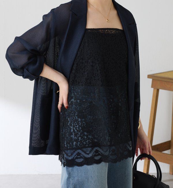  「《着映えアイテム》スカラップレースキャミソール」|シャツ・ブラウス|