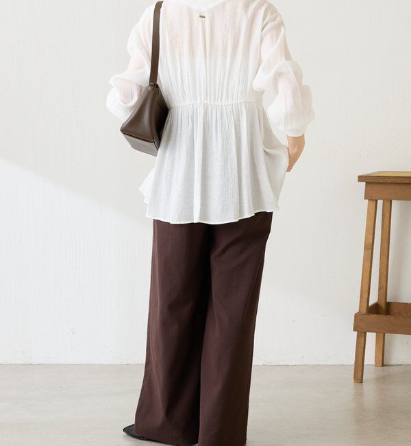  「《1枚で着映える》ギャザー切替シャツカーディガン」|シャツ・ブラウス|