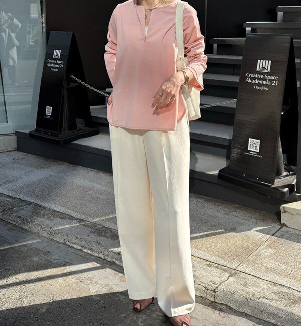  「袖シアー切替ジョーゼットロンT」|Tシャツ・カットソー|