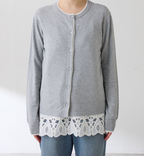  「レイヤード風クルーネックカーディガン」|ニット・セーター|