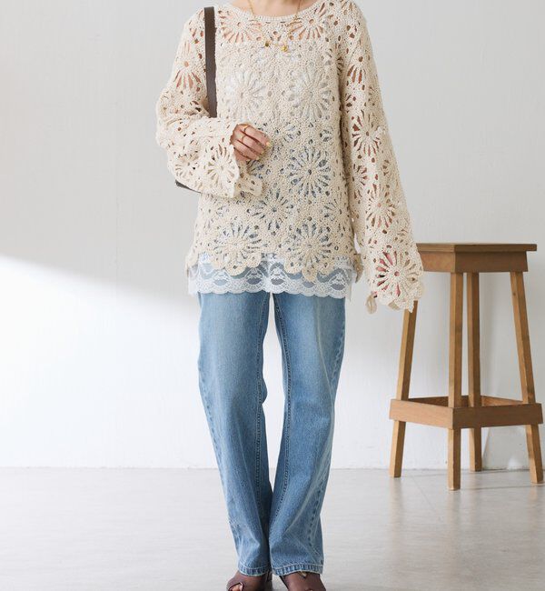  「フラワー柄クロシェニット」|ニット・セーター|