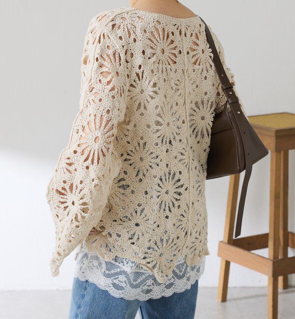  「フラワー柄クロシェニット」|ニット・セーター|