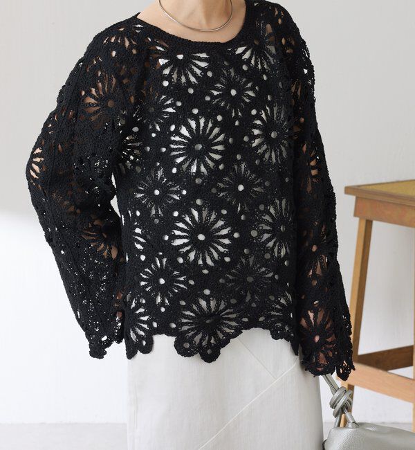  「フラワー柄クロシェニット」|ニット・セーター|