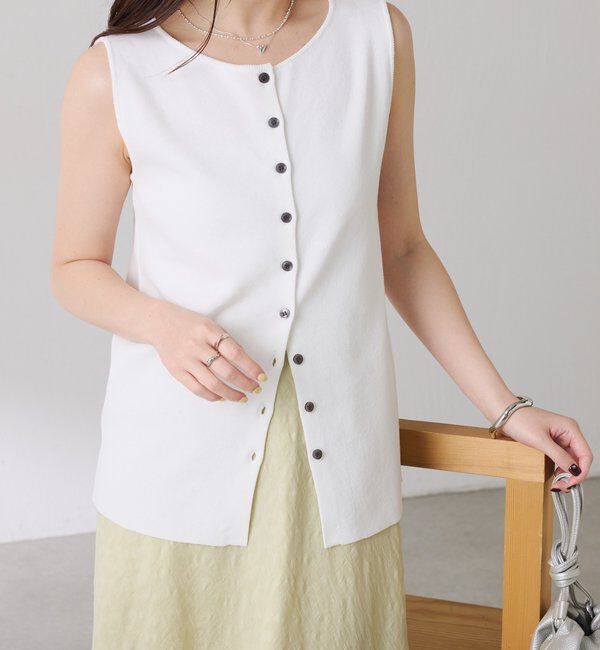  「ドライコットンノースリーブニット」|ニット・セーター|