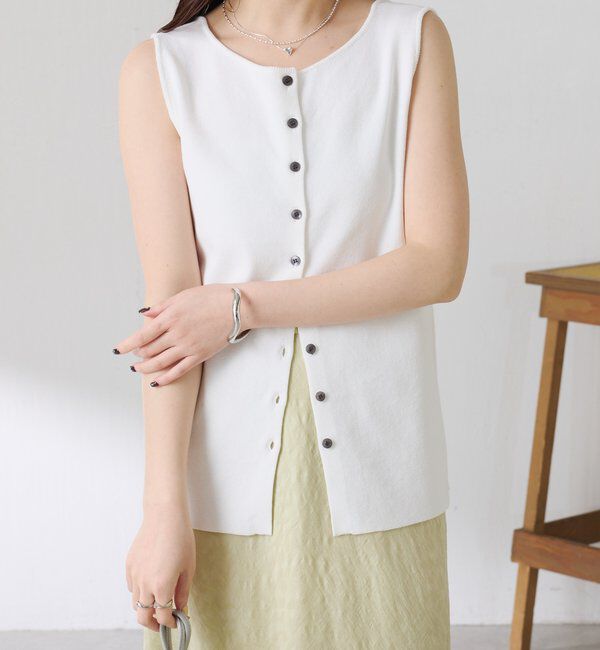  「ドライコットンノースリーブニット」|ニット・セーター|