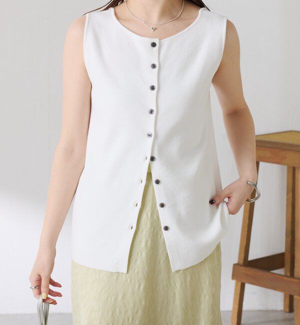  「ドライコットンノースリーブニット」|ニット・セーター|