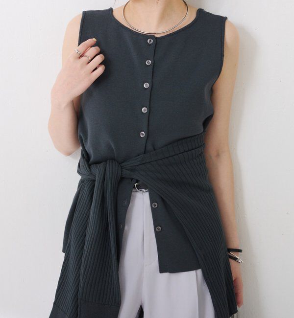  「ドライコットンノースリーブニット」|ニット・セーター|