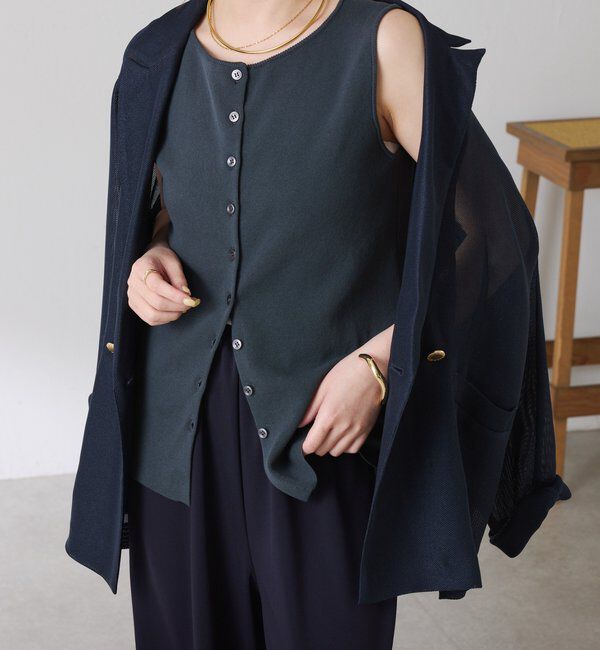  「ドライコットンノースリーブニット」|ニット・セーター|