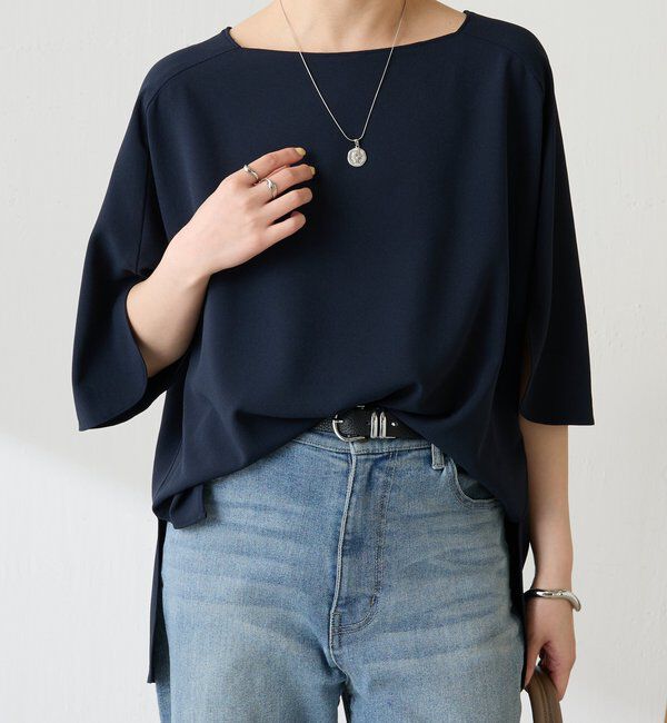  「《体型カバーに◎》ジャージスクエアブラウス」|シャツ・ブラウス|