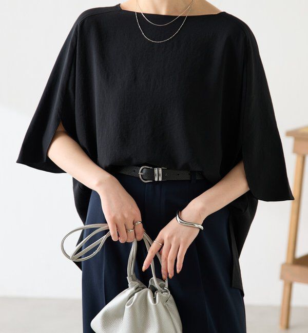  「《体型カバーに◎》ジャージスクエアブラウス」|シャツ・ブラウス|