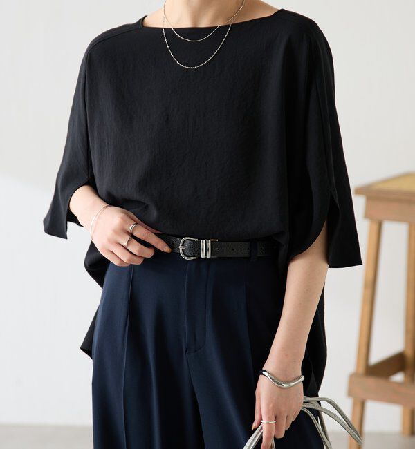  「《体型カバーに◎》ジャージスクエアブラウス」|シャツ・ブラウス|