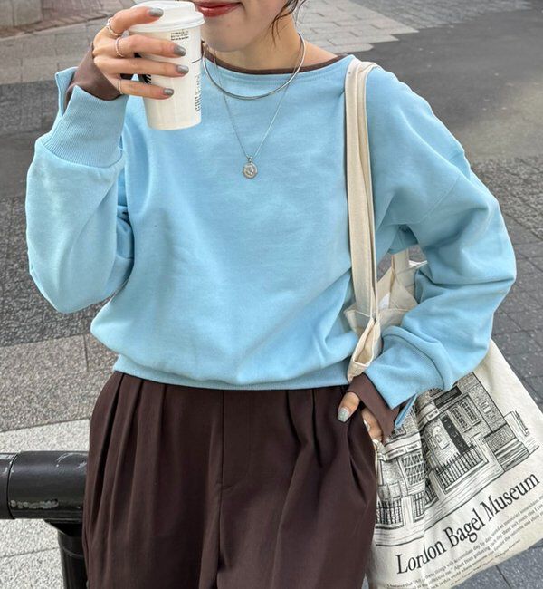  「【インフルエンサー@asamin企画】レイヤード風スウェット」|Tシャツ・カットソー|スカイブルー