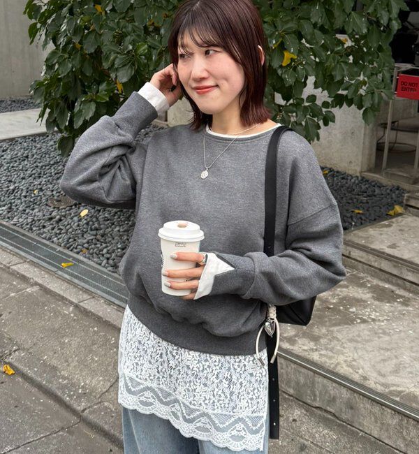  「【インフルエンサー@asamin企画】レイヤード風スウェット」|Tシャツ・カットソー|