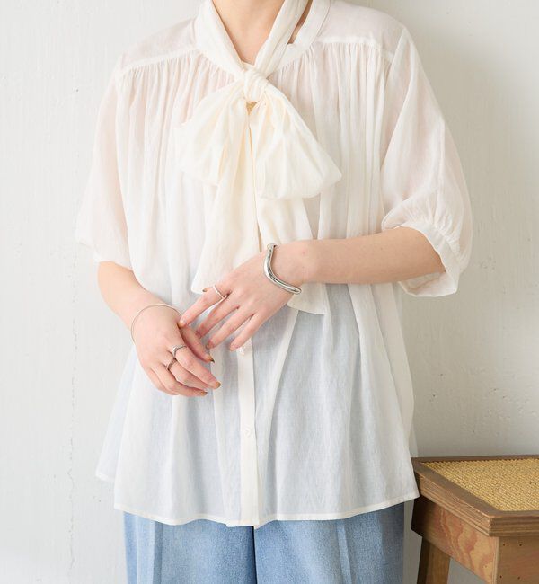  「強撚2WAYシアーボウタブラウス」|シャツ・ブラウス|