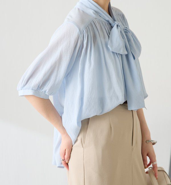  「強撚2WAYシアーボウタブラウス」|シャツ・ブラウス|
