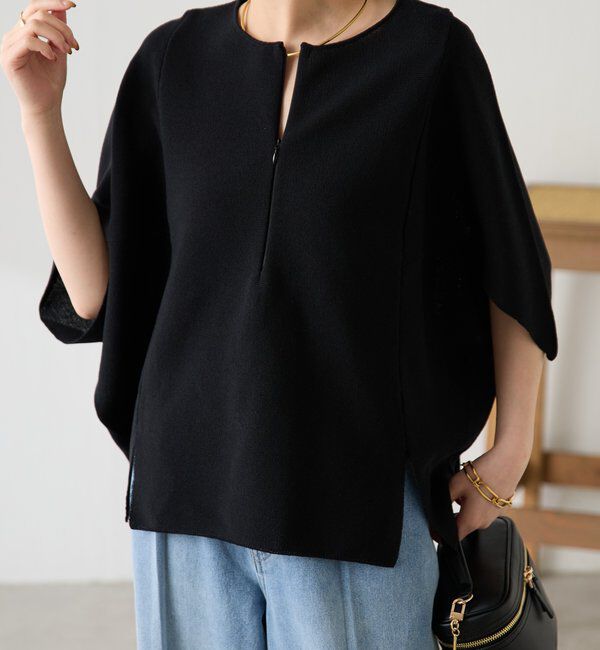  「ジップ変形ドルマンニット」|ニット・セーター|