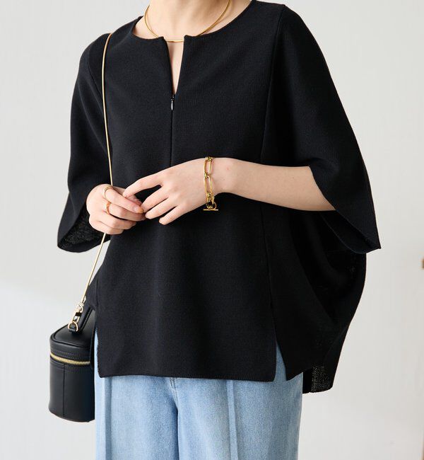  「ジップ変形ドルマンニット」|ニット・セーター|
