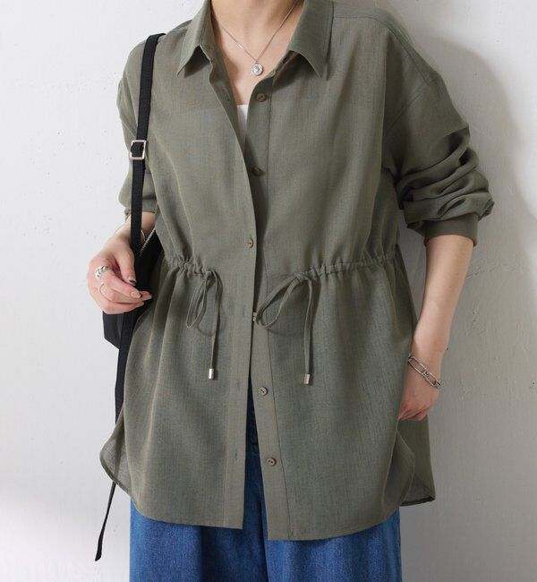  「メッシュドロストシャツ/シアー」|シャツ・ブラウス|カーキ