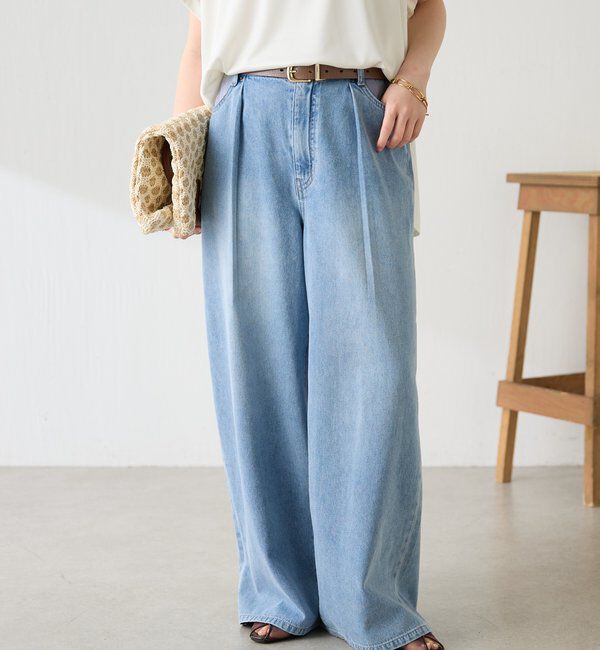  「【夏でも涼しいデニム】Q.anosライトオンスタックデニム」|デニム|