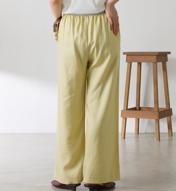  「【人気シリーズ】ゴムベルトリネンワイドパンツ」|チノ|