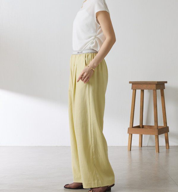  「【人気シリーズ】ゴムベルトリネンワイドパンツ」|チノ|