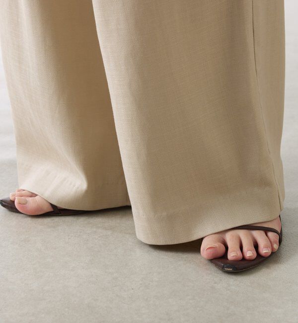  「【人気シリーズ】ゴムベルトリネンワイドパンツ」|チノ|