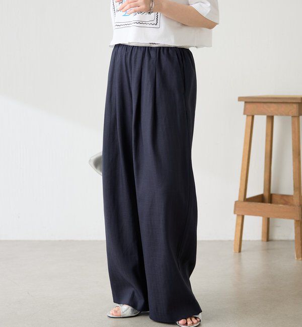  「【人気シリーズ】ゴムベルトリネンワイドパンツ」|チノ|