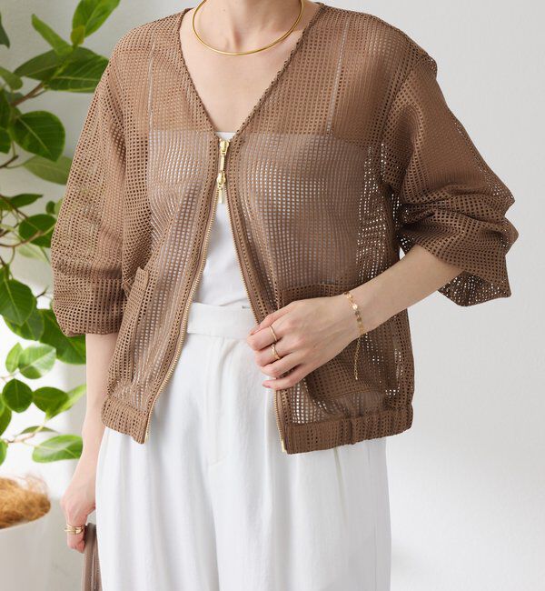  「【夏にも着れる長袖】Vネックシアーブルゾン」|その他|